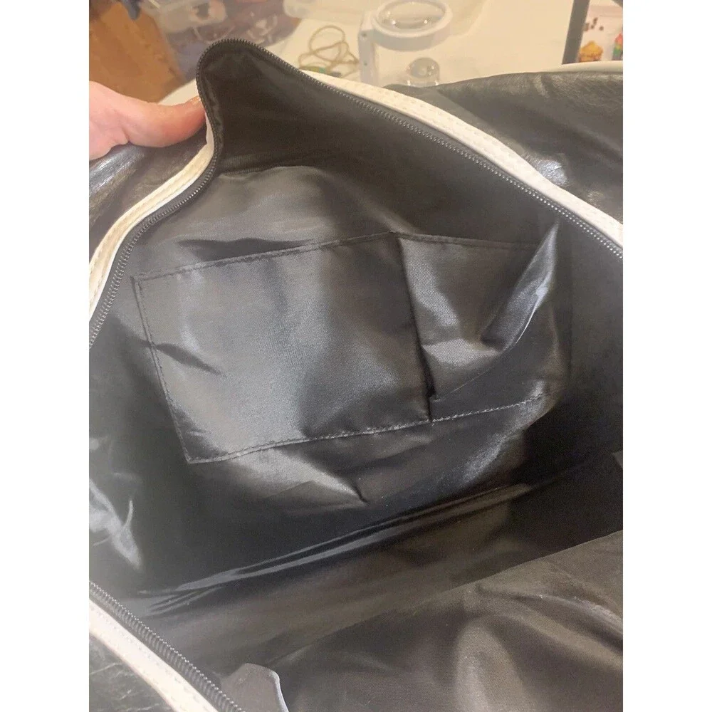 Satchels new york Waste Management Black & White Logo Duffle Bag